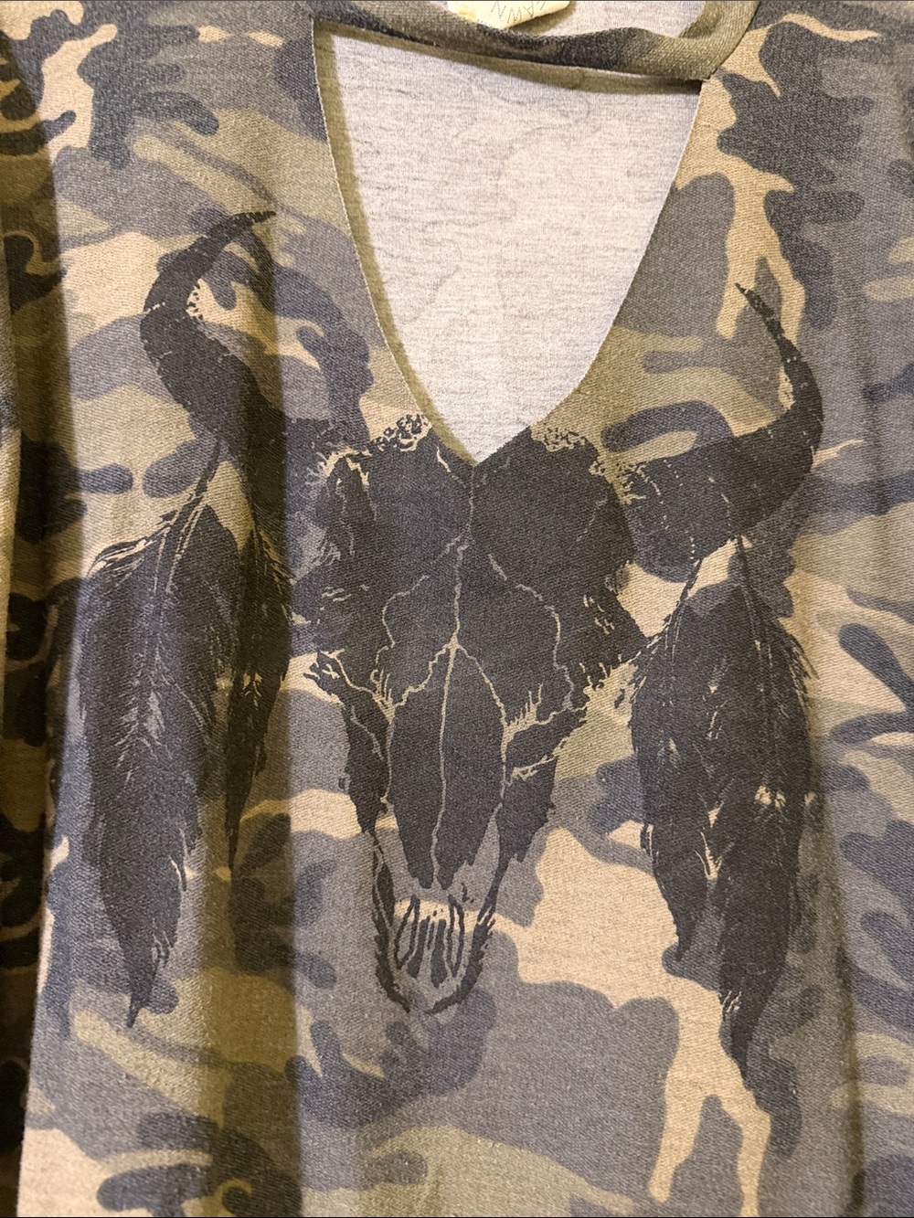 Fantastic Fawn Camo Long Sleeve Tee in Olive Green and Black